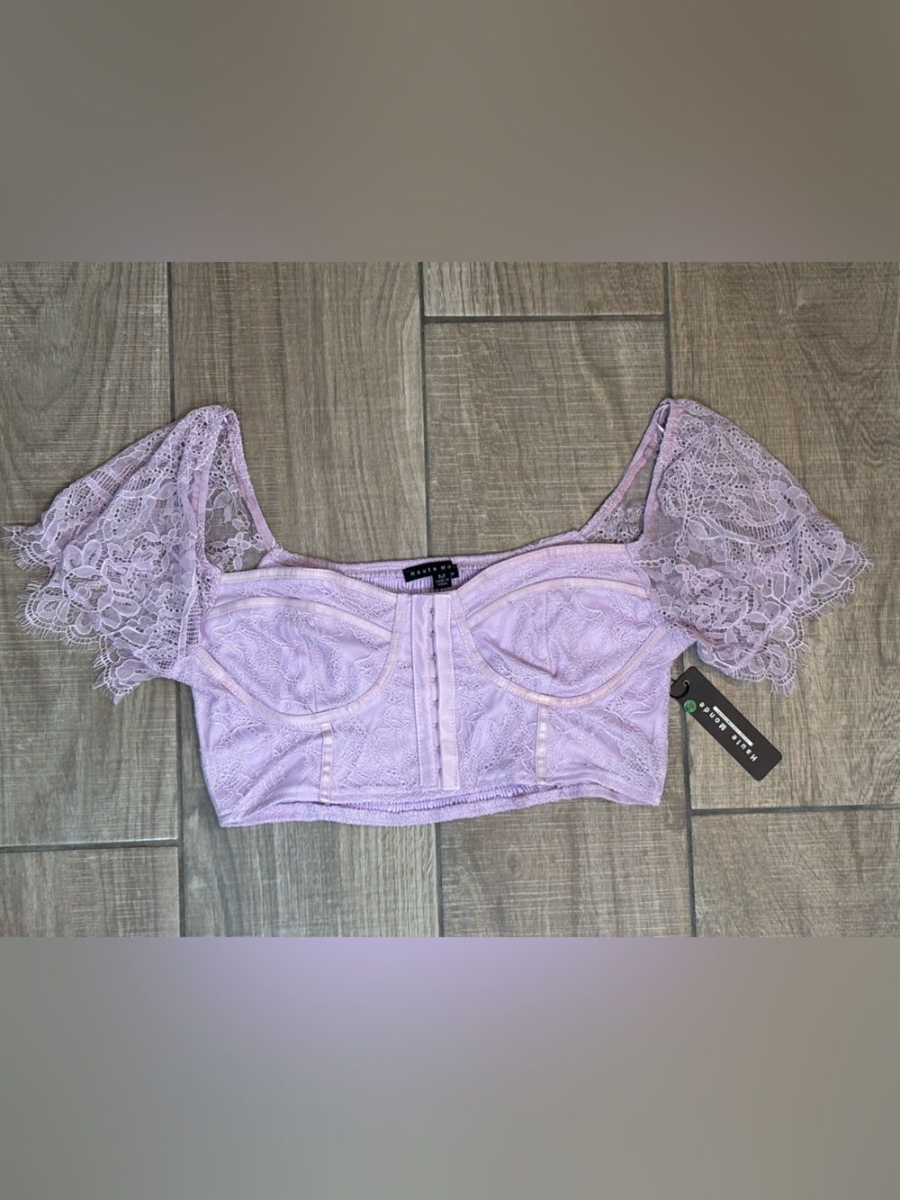 Lilac Lace Shoulder Bustier Top